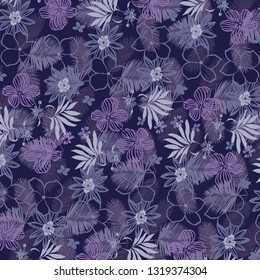 Floral bouquet vector pattern with  flowers and leaves