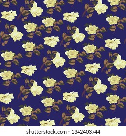 Floral bouquet vector pattern with flowers and leaves