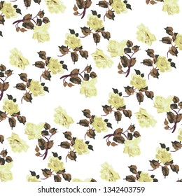 Floral bouquet vector pattern with flowers and leaves