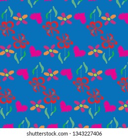 Floral bouquet vector pattern with flowers and Hearts pattern. 