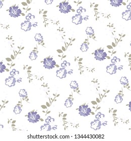 Floral bouquet vector pattern with flowers and leaves
