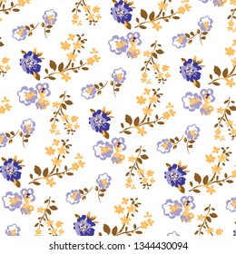 Floral bouquet vector pattern with flowers and leaves