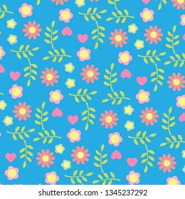 Floral bouquet vector pattern with  flowers and leaves

