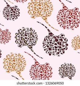 Floral bouquet vector pattern  on Leopard pattern,  animal fur