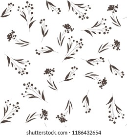 Floral bouquet vector pattern with small flowers and leaves