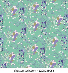 Floral bouquet vector pattern with small flowers and leaves