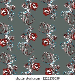 Floral bouquet vector pattern with small flowers and leaves