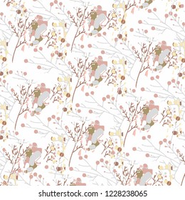 Floral bouquet vector pattern with small flowers and leaves