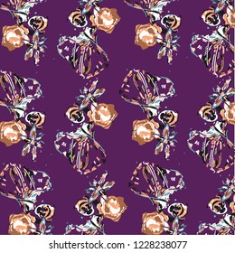 Floral bouquet vector pattern with small flowers and leaves