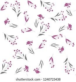 Floral bouquet vector pattern with small flowers and leaves