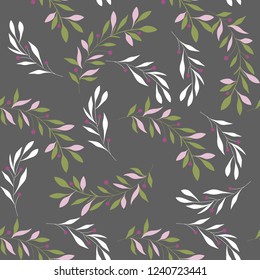 Floral bouquet vector pattern with small flowers and leaves