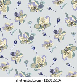 Blumenstrauquet-Vektormuster mit kleinen Blumen und Blättern