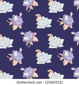 Floral bouquet vector pattern with small flowers and leaves