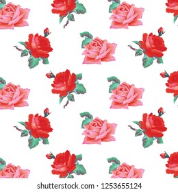Floral bouquet vector pattern with small flowers and leaves