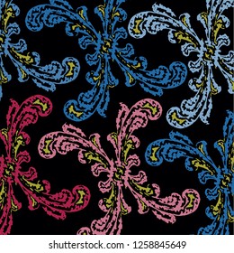 Floral bouquet vector pattern with small flowers and leaves