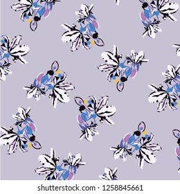 Floral bouquet vector pattern with small flowers and leaves