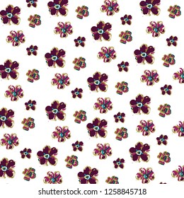 Floral bouquet vector pattern with small flowers and leaves