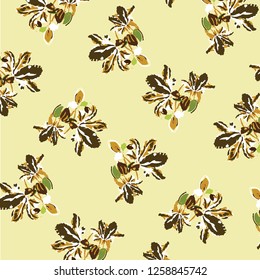 Floral bouquet vector pattern with small flowers and leaves