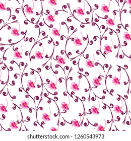 Floral bouquet vector pattern with small flowers and leaves