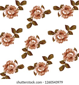 Floral bouquet vector pattern with small flowers and leaves