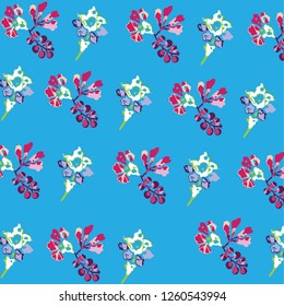 Floral bouquet vector pattern with small flowers and leaves