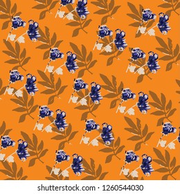 Floral bouquet vector pattern with small flowers and leaves