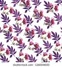 Floral bouquet vector pattern with small flowers and leaves