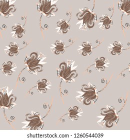 Floral bouquet vector pattern with small flowers and leaves