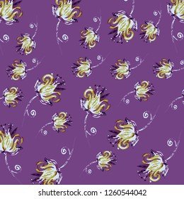 Floral bouquet vector pattern with small flowers and leaves