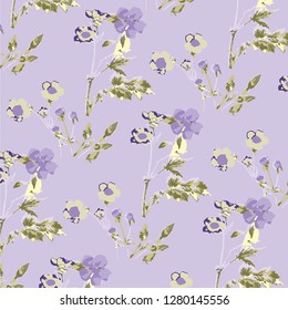 Floral bouquet vector pattern with small flowers and leaves