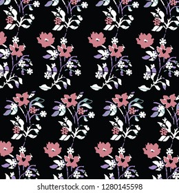 Floral bouquet vector pattern with small flowers and leaves