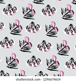 Floral bouquet vector pattern with small flowers and leaves