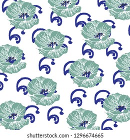 Floral bouquet vector pattern with small flowers and leaves