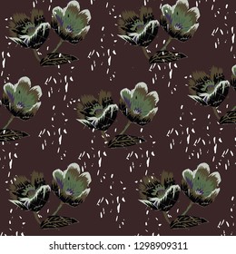 Floral bouquet vector pattern with small flowers and leaves