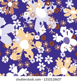 Floral bouquet vector pattern, small flowers and leaves