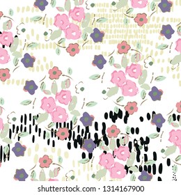 Floral bouquet vector pattern with small flowers 