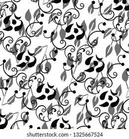 Floral bouquet vector pattern with small flowers and leaves