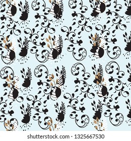 Floral bouquet vector pattern with small flowers and leaves