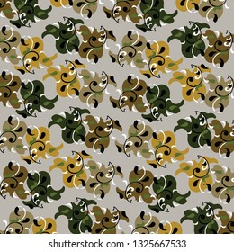 Floral bouquet vector pattern with small flowers and leaves