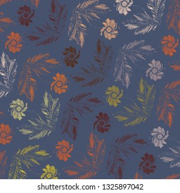 Floral bouquet vector pattern with small flowers and leaves