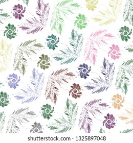Floral bouquet vector pattern with small flowers and leaves