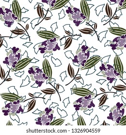 Floral bouquet vector pattern with small flowers and leaves