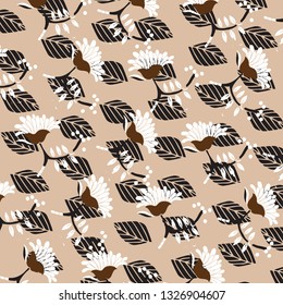 Floral bouquet vector pattern with small flowers and leaves