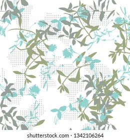 Floral bouquet vector pattern with small flowers and leaves