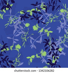 Floral bouquet vector pattern with small flowers and leaves