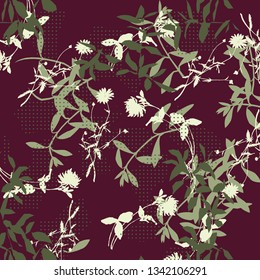 Floral bouquet vector pattern with small flowers and leaves