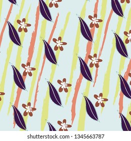 Floral bouquet vector pattern with small flowers and leaves