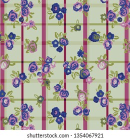 Floral bouquet vector pattern with small flowers and leaves