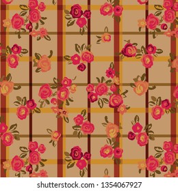 Floral bouquet vector pattern with small flowers and leaves