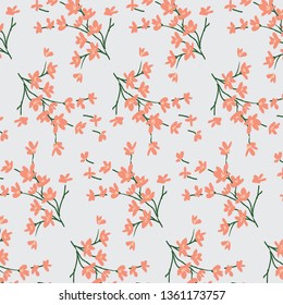 Floral bouquet vector pattern with small flowers and leaves